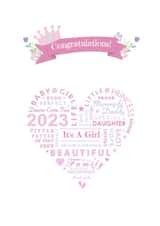 Beautiful new baby girl 2023 card created by Little Letters with Love