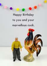 A rude rooster themed birthday card created by Bold & Bright Cards