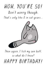 50 fiftieth Birthday Card 9798 created by Miümi Cat