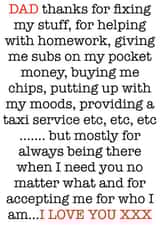 Funny Dad thank you card created by Adam Regester