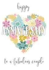 Classic Floral Anniversary Card - Happy Anniversary To A Fabulous Couple created by Pink Pig