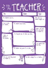 Cute Fill In The Blanks Thank You Card - Teacher - To My Teacher created by Bow & Bell