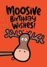 Cute Birthday Card - Pun - Moose - Moosive Birthday Wishes created by Pink wink