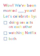 Rude Typography Anniversary Card - Lets Celebrate By Doing Sex Acts On Each Other created by JosieOnTheRun