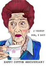 Funny 2nd Anniversary Card - Cotton Anniversary - Dot Cotton created by Panda and the Prince