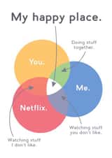 Funny Venn Diagram Anniversary Card / Valentines Day Card - Netflix - My Happy Place created by JosieOnTheRun