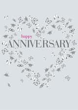 Pretty Butterfly Anniversary Card - Heart - Happy Anniversary created by Claire Giles