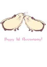 Cute Guinea Pig Anniversary Card - 1 Year - Happy 1st Anniversary created by From A Place of Wonder