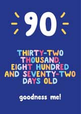 32,872 days old 90th birthday card created by Ivorymint cards