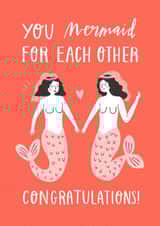 Two female mermaids married - wedding - red created by Charly Clements
