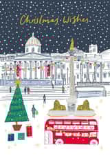 Classic - Pretty - traditional - London - Trafalgar Square - Christmas Wishes - Red Bus - Winter - Christmas Card created by Jessica Hogarth
