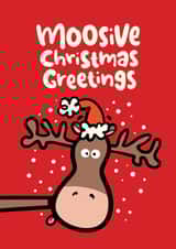 Moosive Christmas Greetings - Pun - Moose - Cute - Moose - Christmas Card created by Pink wink