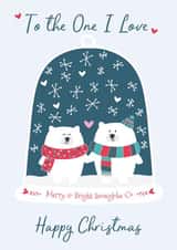 To The One I Love - Polar Bears - Cute - Couple - Holding Hands - Snow Globe - Merry and Bright Snowglobe - Christmas Card created by Wink Design - Michelle Roberts