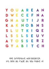 word search offensive Birthday Card 14369 created by Lucy Likes It