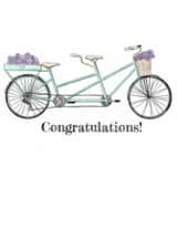 Congratulations - floral tandem bike - wedding or engagement card created by ByHannahMay