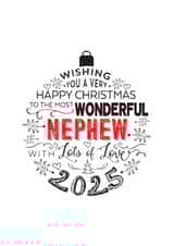 Happy Christmas Wonderful Nephew Modern Bauble Design Card for Christmas 2025 created by Little Red Cherry