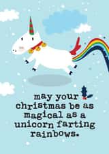 Magical - Farting Unicorn - Funny - Magical Christmas - Unicorn - Special - Funny - Rainbows - Christmas Card created by Mrs Best Paper Co.