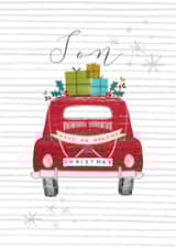 Modern/contemporary Son at Christmas Card, featuring a classic car design. created by Laura Darrington Design Ltd.