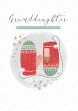 Modern/contemporary Granddaughter Christmas Card, featuring a mitten design. created by Laura Darrington Design Ltd.