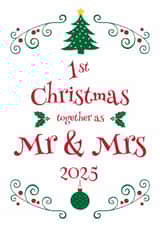 First Christmas married card for newlywed Mr and Mrs, husband and wife 2025 created by Hello Fridays Studio