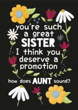 Best Sister - Aunt Promotion Card - Pregnancy Reveal Announcement created by Sian Moore Illustration