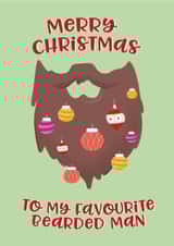 Trendy - Festive - Beard - Bearded Man - Baubles - Bauble Beard - Modern - Hipster - For Him - Christmas card created by PAPR Boutique