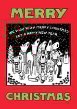 'Carol Singing Dogs' card from Off The Leash created by Off The Leash Cartoons by Rupert Fawcett