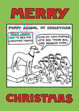'Puppy School at Christmas' card from Off The Leash created by Off The Leash Cartoons by Rupert Fawcett