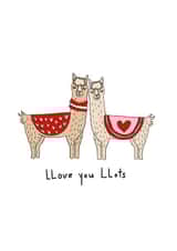 Cute Llama Anniversary Card / Valentines Day Card - Llove You Llots created by Andrea Lauren