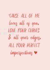 Cute Typography Valentines Day Card / Anniversary Card / Wedding Card - John Legend Lyrics - Cause All Of Me Loves All Of You created by Sweetlove Press