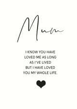 mum know Mothers Day Card 5133 created by The Monochrome Bow