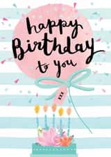 Traditional Birthday Card - Balloon - Cake With Candles - Pretty created by Louise Tiler