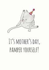 cat pamper Mothers Day Card 37608 created by SmellyCardStudio