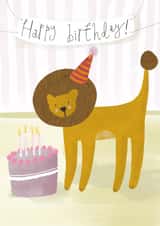 Happy Birthday Lion and Cake Card created by studionough