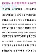 Funny Valentines Day - Galentine's - Baps Before Chaps created by Panda and the Prince