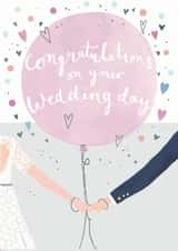 Pretty Wedding Day Card - Balloon - Confetti - Congratulations On Your Wedding Day created by Louise Tiler
