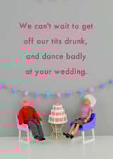 Funny wedding card - drunk dancing created by Bold & Bright Cards