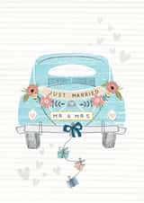 Just married - Mr & Mrs - Classic car - Wedding Card created by Laura Darrington Design Ltd.