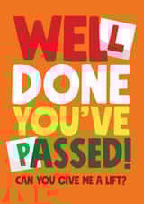 Well done you passed driving test card created by Roll Creative