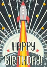Fun Happy Birthday Rocket Spaceship Card created by Little Silverleaf