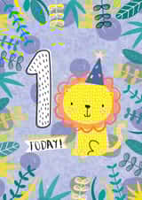 First Birthday Jungle Party Lion Card created by Juniper and Rose Studio