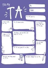 Sweet Teaching Assistant Thank You Card - Teaching Assistant - Fill In The Blanks - To My TA created by Bow & Bell