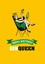 Gin lovers birthday card for a gin queen created by The Typecast Gallery