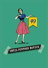Her funny 50th milestone age denial card created by The Typecast Gallery