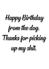 from the dog thanks Birthday Card 15338 created by The Sweary Card Co