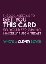 Give him belly rubs & treats from the dog card created by So My Day