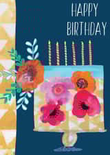 Classic Birthday Card - Cake - Candles created by Sally Darby Illustration