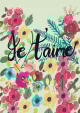 je t'aime i love you floral card created by Sally Darby Illustration