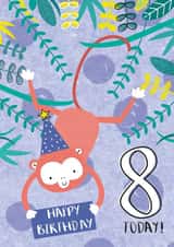 Eighth Birthday Jungle Party Monkey Card created by Juniper and Rose Studio