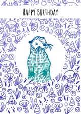 Otter with Shells Birthday Card created by Send Salutations